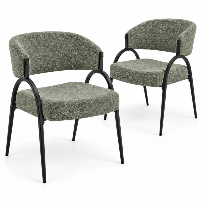 HAGO24 2er Set Esszimmerstühle Küchenstuhl Polyester Polsterstuhl Essstühle Designerstühle Bouclé-Webstoff – Bild 2
