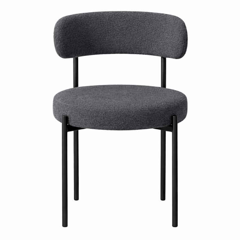 HAGO24 Esszimmerstühle 2er Set Schiefergrau Teddystoff Bezug Polsterstuhl Sitzhöhe 49cm rund schwarze Metallfüße Grau gemütlich edles Design bis 120kg – Bild 5