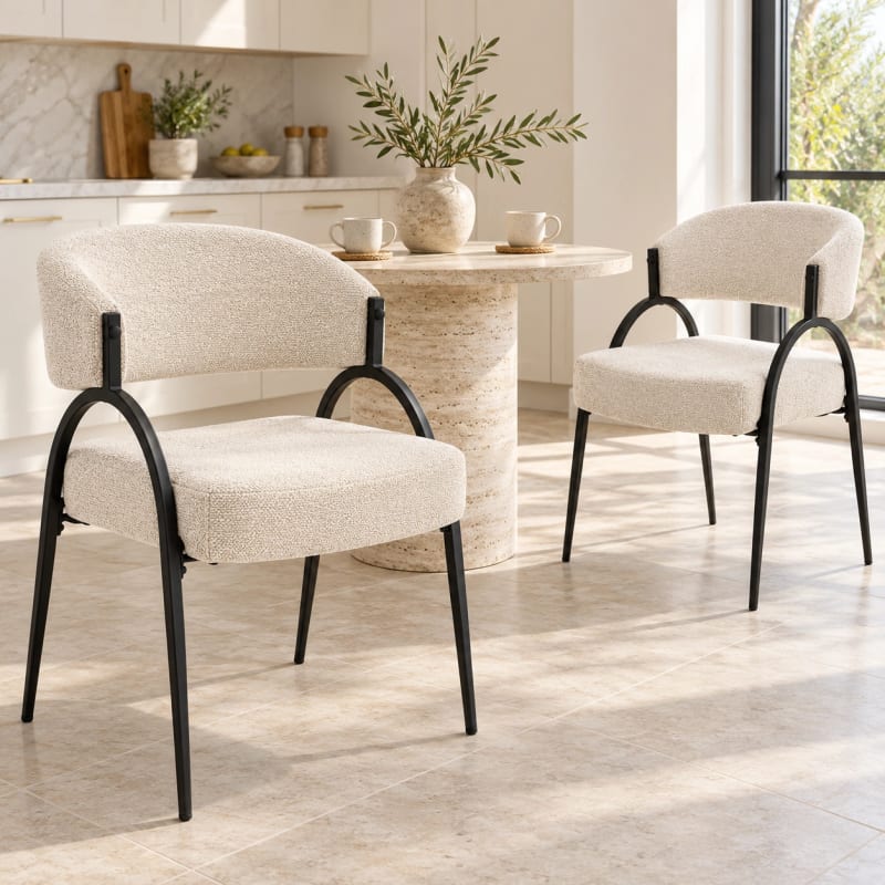 HAGO24 2er Set Esszimmerstühle Küchenstuhl Polyester Polsterstuhl Essstühle Designerstühle Bouclé-Webstoff – Bild 5