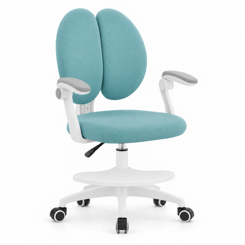HAGO24 Kinder-Schreibtischstuhl Mint Polyester Drehstuhl Bürostuhl Schreibtischsessel 46-58cm-Sitzhöhe geteilte Rückenlehne höhenverstellbare Fußstütze – Bild 2