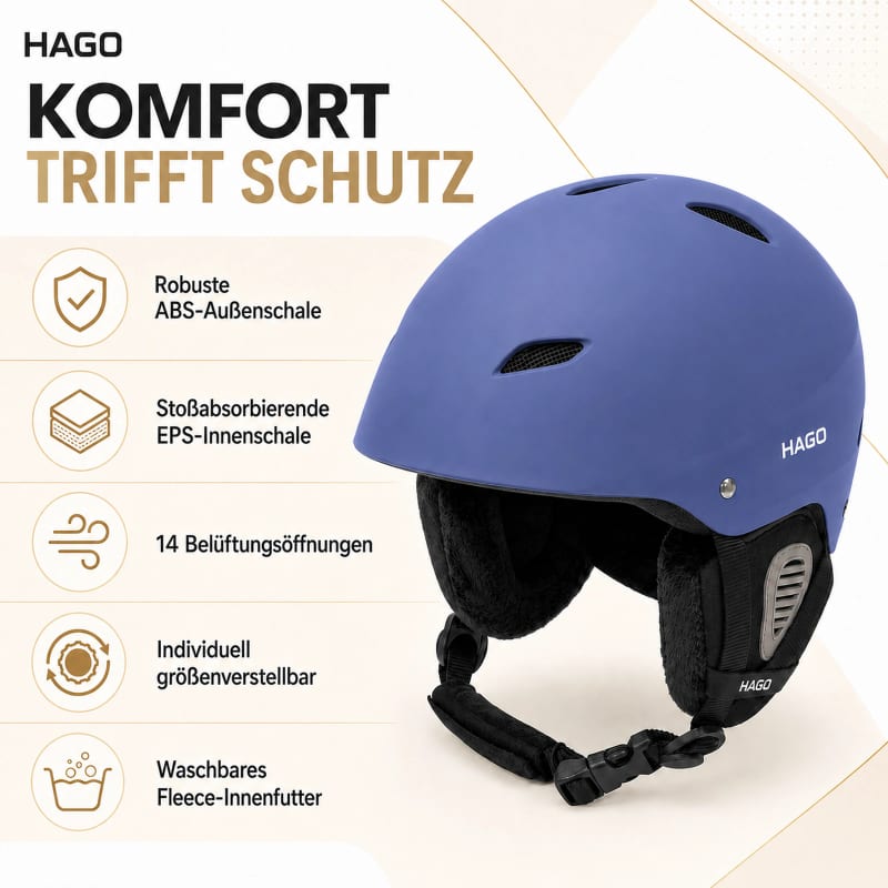 HAGO24 Skihelm Blau ABS-Kunststoff EPS-Schaumstoff Snowboardhelm Snowboardhelm Unisex größenverstellbar 14 Belüftungsöffnungen Skibrillenhalter – Größe L – Bild 3