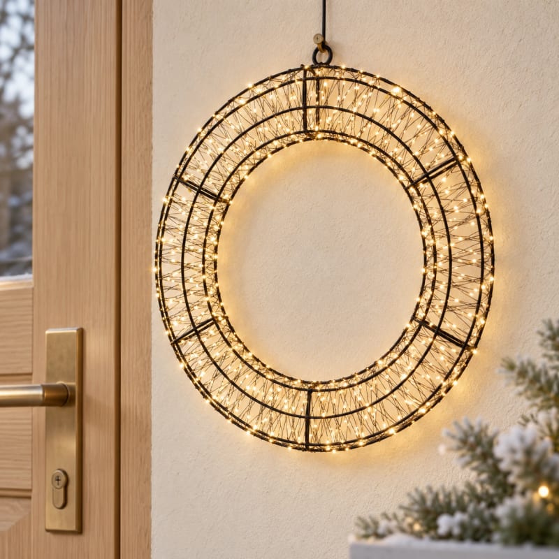 HAGO24 LED Lichterkranz 50cm Leuchtring Weihnachtsbeleuchtung Fensterdeko Winterdeko 4 Dimmstufen 8 Leuchtmodi 6-Stunden-Timer – Bild 5