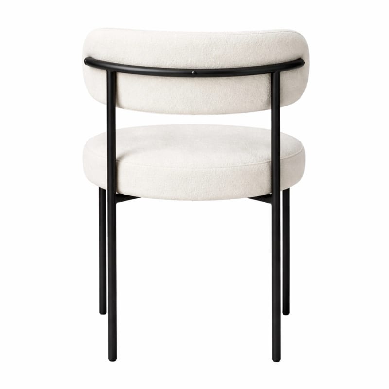 HAGO24 Esszimmerstühle 2er Set Weiß Teddystoff Bezug Polsterstuhl Sitzhöhe 49cm rund schwarze Metallfüße gemütlich edles Design bis 120kg – Bild 6