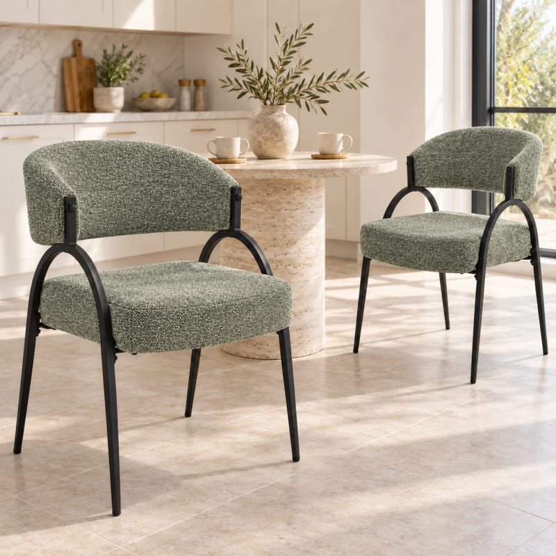 HAGO24 2er Set Esszimmerstühle Küchenstuhl Polyester Polsterstuhl Essstühle Designerstühle Bouclé-Webstoff – Bild 5