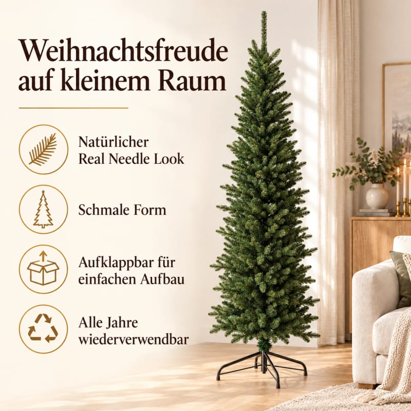 HAGO24 Künstlicher Weihnachtsbaum Grün Kunststoff Kunstbaum Tannenbaum Christbaum Real Needle Look aufklappbar mit Standfuß – Bild 4