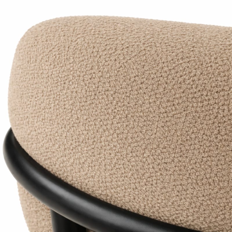 HAGO24 Esszimmerstühle 2er Set Cappuccino Teddystoff Bezug Polsterstuhl Sitzhöhe 49cm rund schwarze Metallfüße Braun gemütlich edles Design bis 120kg – Bild 4