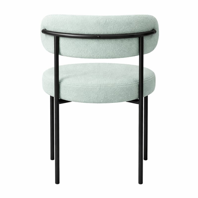 HAGO24 Esszimmerstühle 2er Set Mint Teddystoff Bezug Polsterstuhl Sitzhöhe 49cm rund schwarze Metallfüße Grün gemütlich edles Design bis 120kg – Bild 6