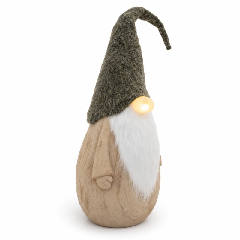 HAGO24 LED-Weihnachtswichtel Natur Magnesia Weihnachtsfigur Zwergfigur Deko-Zwerg LED-Nase 66-88cm Höhe ausziehbar im Einsatz