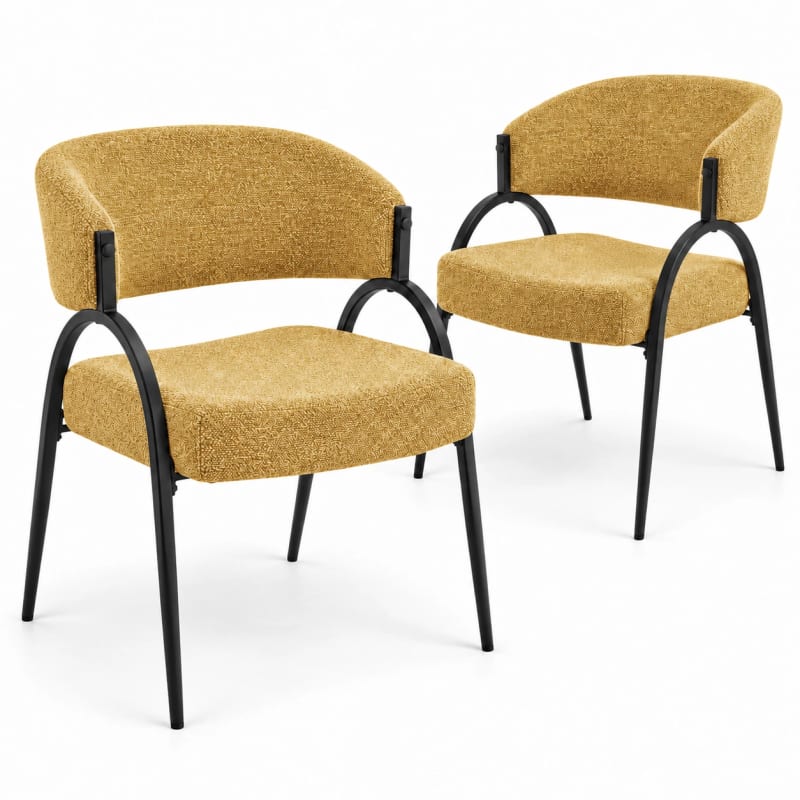 HAGO24 2er Set Esszimmerstühle Küchenstuhl Polyester Polsterstuhl Essstühle Designerstühle Bouclé-Webstoff – Bild 2