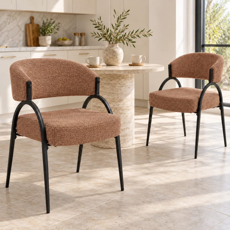 HAGO24 2er Set Esszimmerstühle Küchenstuhl Polyester Polsterstuhl Essstühle Designerstühle Bouclé-Webstoff – Bild 5