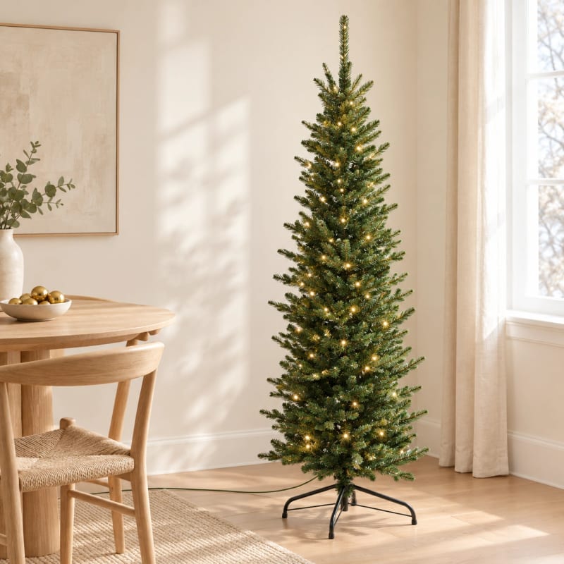HAGO24 Künstlicher Weihnachtsbaum 150cm mit Beleuchtung Grün Kunststoff Kunstbaum Tannenbaum Christbaum Real Needle Look aufklappbar mit Standfuß – Bild 1