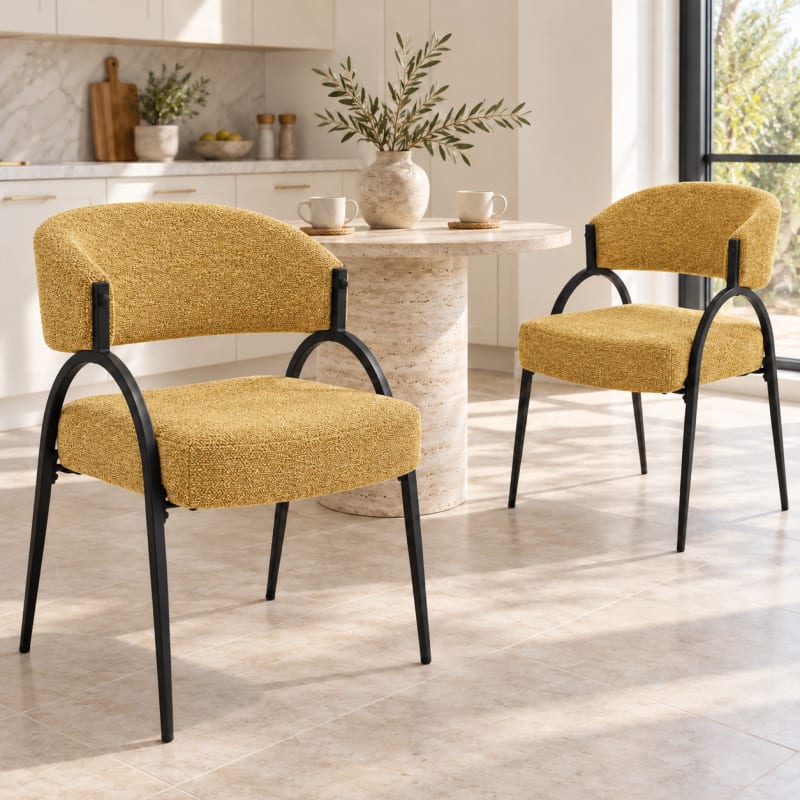 HAGO24 2er Set Esszimmerstühle Küchenstuhl Polyester Polsterstuhl Essstühle Designerstühle Bouclé-Webstoff – Bild 5
