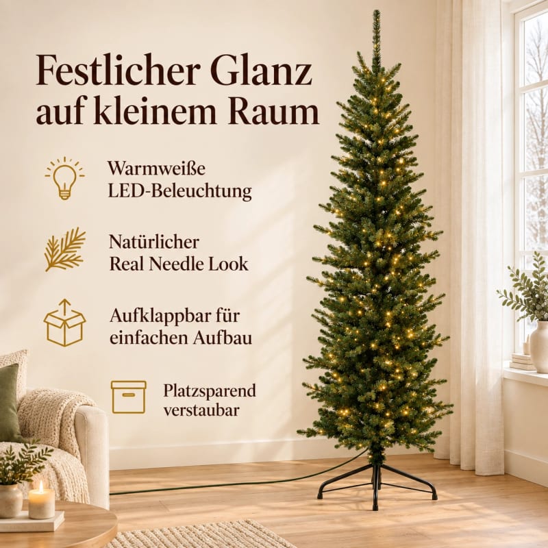 HAGO24 Künstlicher Weihnachtsbaum Grün Kunststoff Kunstbaum Tannenbaum Christbaum Real Needle Look aufklappbar mit Standfuß – Bild 4