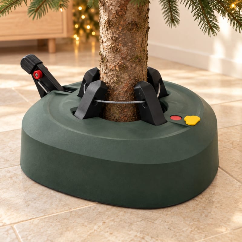 HAGO24 Weihnachtsbaumständer Grün Kunststoff Metall Christbaumständer Tannenbaumständer Fußpedal mit Verriegelung Wassertank 3,2 Liter – Bild 5