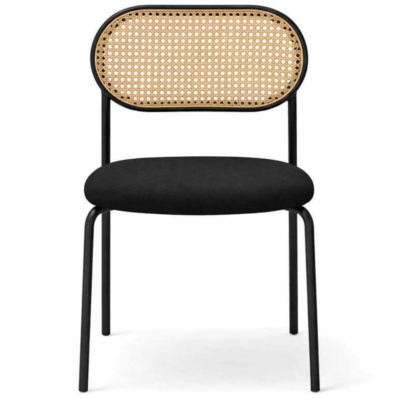HAGO24 Esszimmerstühle 2er Set Küchenstuhl PE-Rattan Rückenlehne Stahlgestell Polster Schwarz Sitzhöhe 46cm bis 120kg – Bild 6
