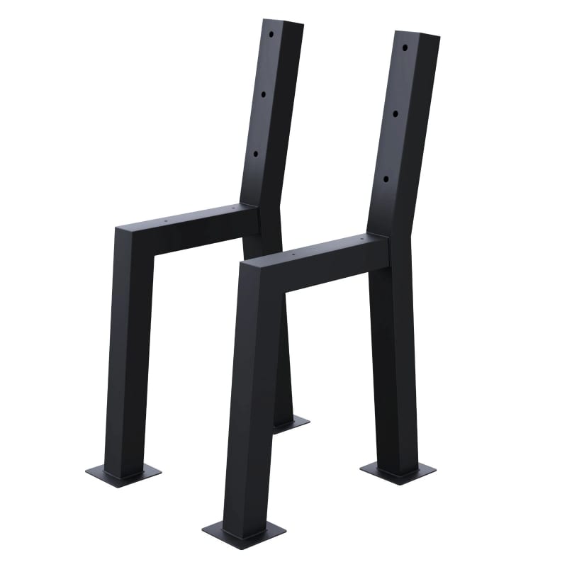 HAGO24 Bankgestell Stahl H-Form 2er Set Bankfüße Schwarz Pulverbeschichtet Rückenlehne Wetterfest Industrial Look Bodenschoner – Bild 7