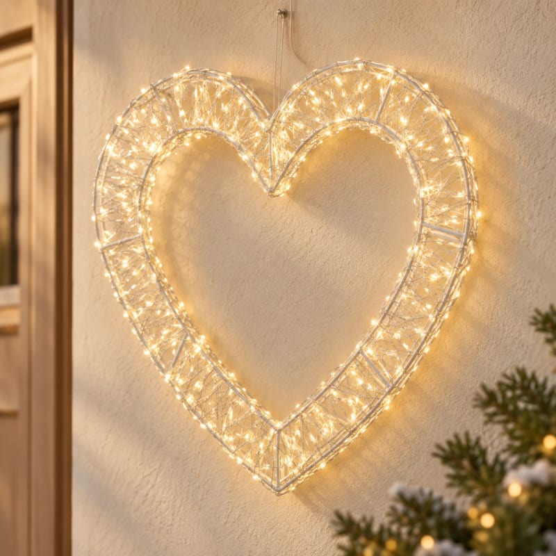 HAGO® LED Dekoherz Leuchtherz 500 LEDs 38,5 cm mit Timer warmweiß IP44 Weihnachtsdeko – Bild 1