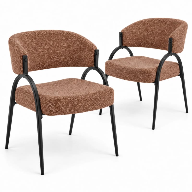HAGO24 2er Set Esszimmerstühle Küchenstuhl Polyester Polsterstuhl Essstühle Designerstühle Bouclé-Webstoff – Bild 2