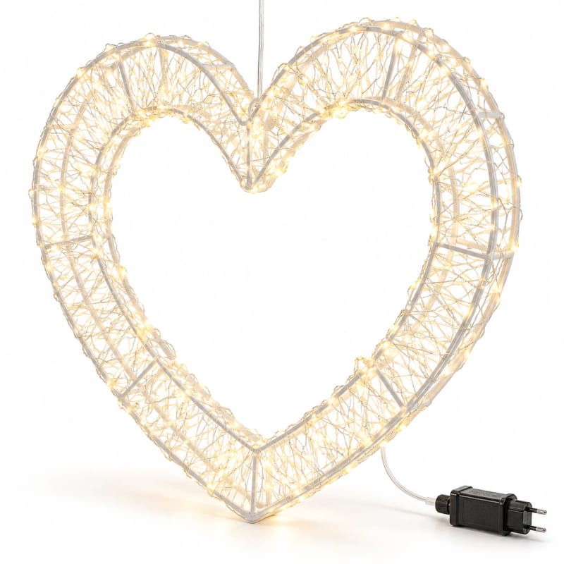 HAGO® LED Dekoherz Leuchtherz 500 LEDs 38,5 cm mit Timer warmweiß IP44 Weihnachtsdeko – Bild 2