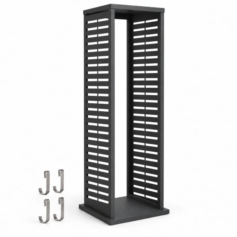 HAGO24 Feuerholzregal Anthrazit Stahl Kaminholzregal Brennholzregal Holzständer Säulenform pulverbeschichtet verstellbare Bodenschoner – Bild 2