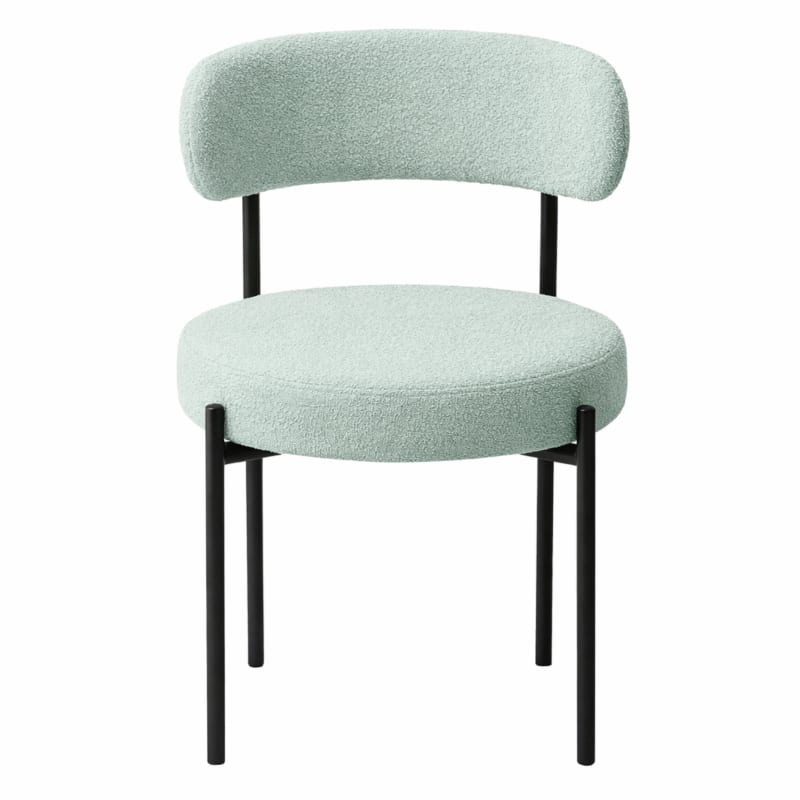 HAGO24 Esszimmerstühle 2er Set Mint Teddystoff Bezug Polsterstuhl Sitzhöhe 49cm rund schwarze Metallfüße Grün gemütlich edles Design bis 120kg – Bild 5