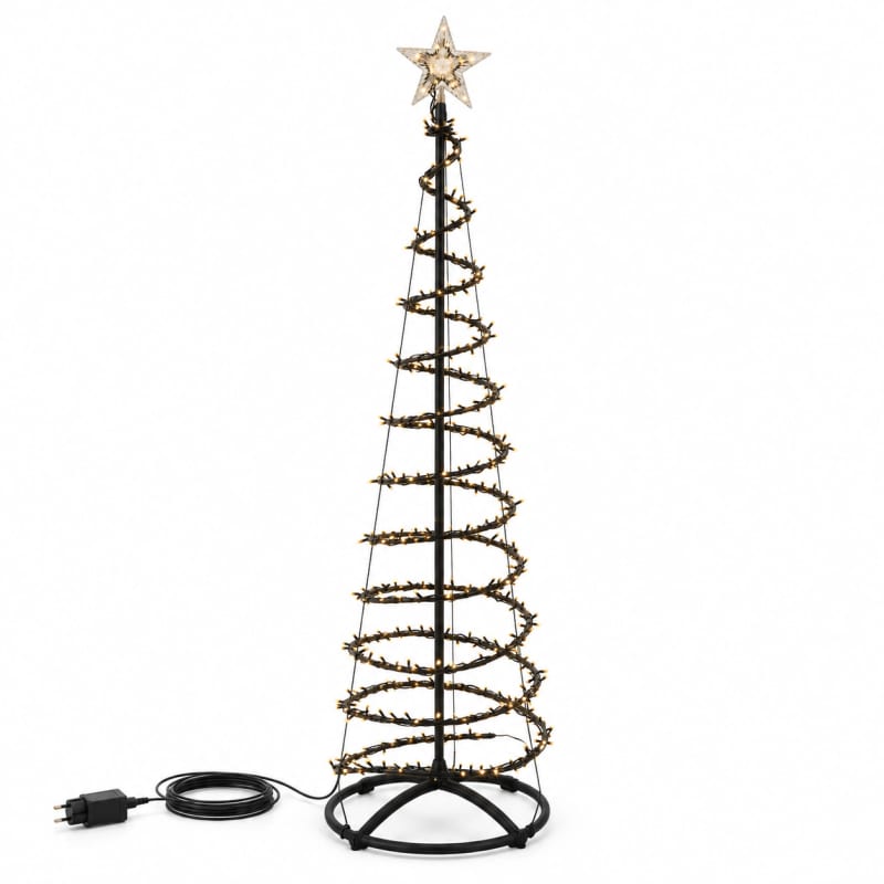 HAGO24 Beleuchteter Weihnachtsbaum Schwarz Kunststoff Künstlicher Tannenbaum Christbaum Lichterbaum 180 cm Höhe 640 warmweiße LEDs Wasserfall-Lichteffekt mit Timer – Bild 2