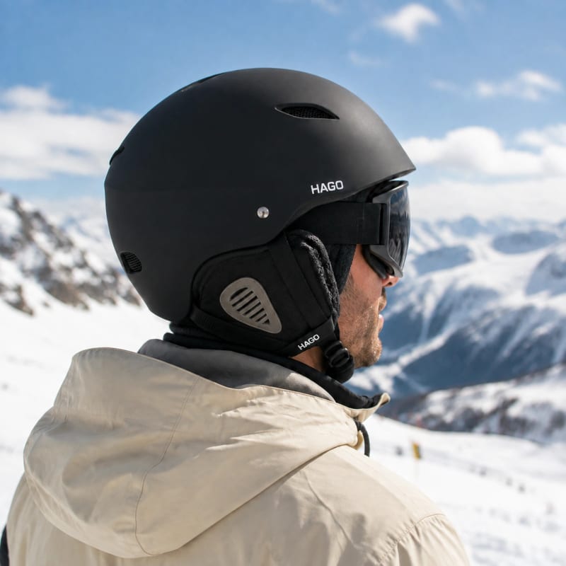 HAGO24 Skihelm Schwarz ABS-Kunststoff EPS-Schaumstoff Snowboardhelm Snowboardhelm Unisex größenverstellbar 14 Belüftungsöffnungen Skibrillenhalter – Größe S – Bild 2