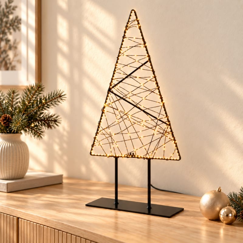 HAGO24 LED-Tannenbaum Warmweiß & extra warmweiß Metall LED-Weihnachtsfigur Weihnachtsdeko Weihnachtsbeleuchtung Tannenbaum-Silhouette Standfuß 330 LEDs – Bild 4
