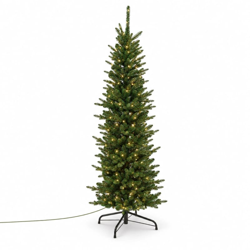 HAGO24 Künstlicher Weihnachtsbaum 150cm mit Beleuchtung Grün Kunststoff Kunstbaum Tannenbaum Christbaum Real Needle Look aufklappbar mit Standfuß – Bild 2
