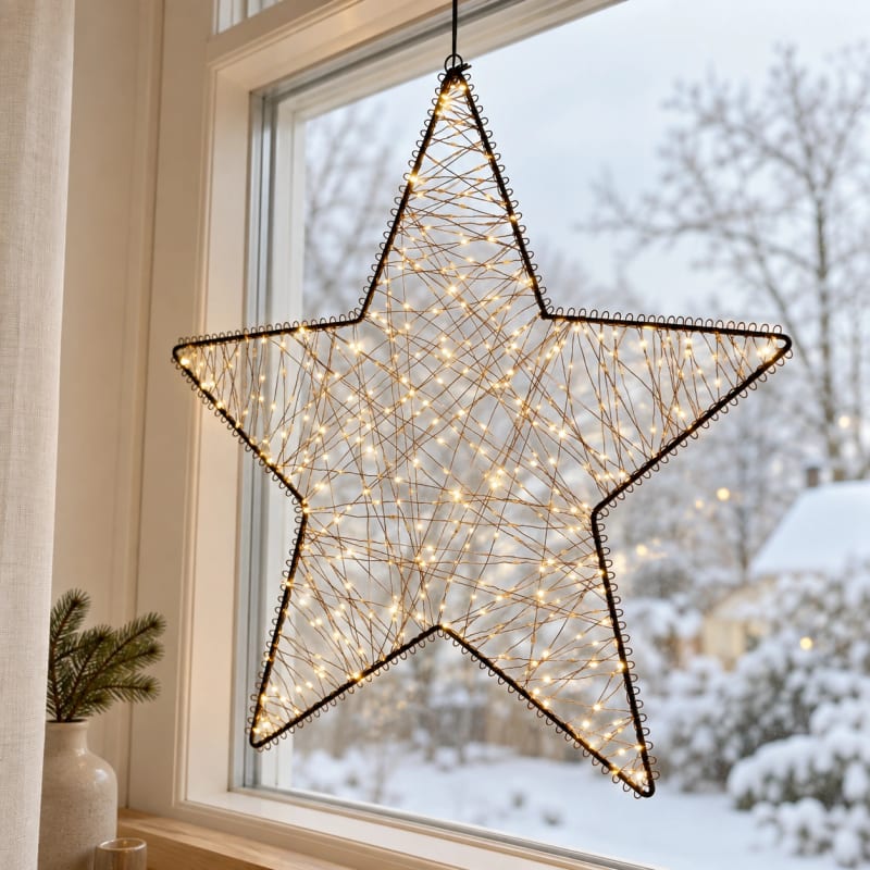 HAGO24 LED Weihnachtsstern Warmweißes Licht Metallrahmen LED-Stern Leuchtstern Dekostern 500 LEDs mit 20 % Flashing Dimm- und Timerfunktion IP44 für Innen- und Außenbereich