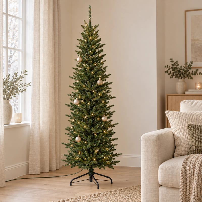 HAGO24 Künstlicher Weihnachtsbaum 150cm mit Beleuchtung Grün Kunststoff Kunstbaum Tannenbaum Christbaum Real Needle Look aufklappbar mit Standfuß – Bild 3