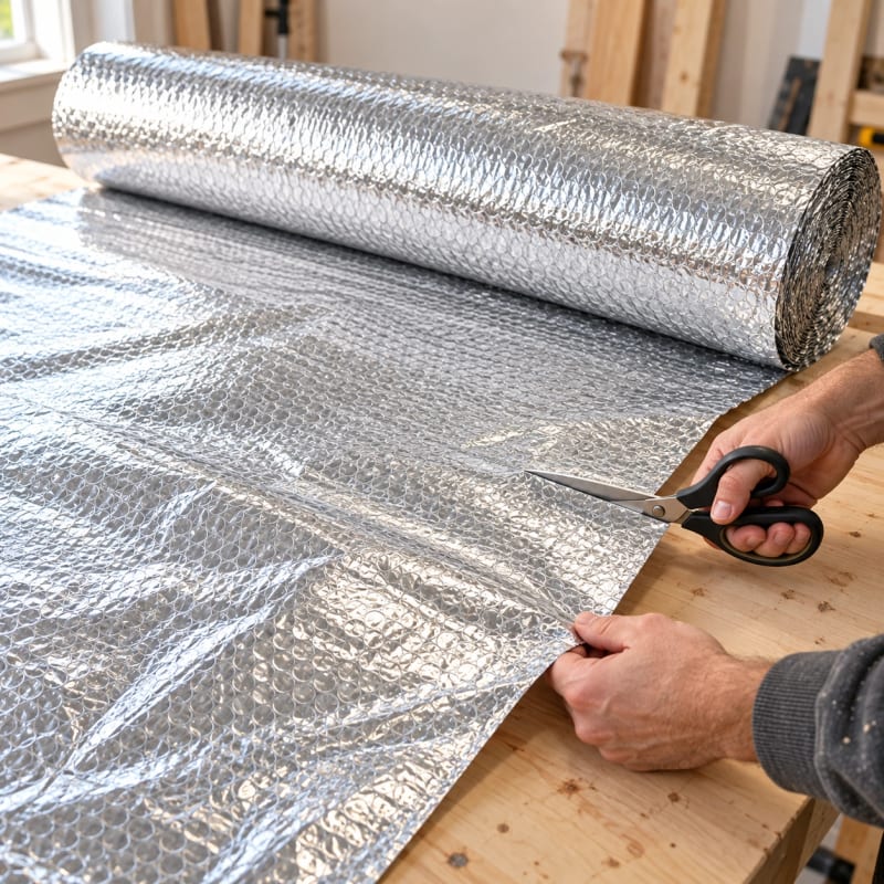 HAGO24 Aluminium-Isolierfolie Silber Polyethylen Aluminium Thermofolie Luftpolster-Dämmfolie Reflexionsfolie doppelseitig laminiert 97 % Wärmereflektion 6mm Stärke – Bild 5