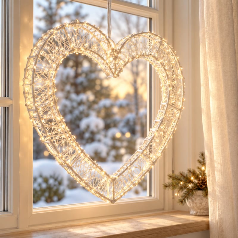 HAGO® LED Dekoherz Leuchtherz 720 LEDs 49,5 cm mit Timer warmweiß IP44 Weihnachtsdeko – Bild 5
