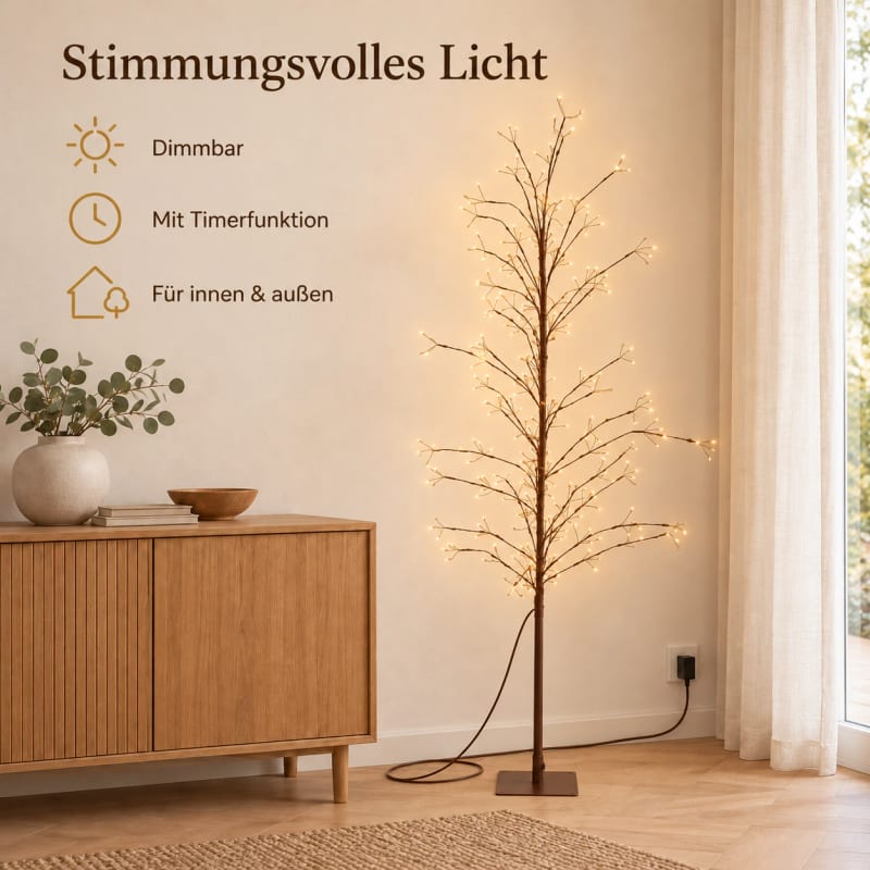 HAGO® LED Lichterbaum 180 cm 480 LEDs warmweiß Leuchtbaum Weihnachtsbaum mit Timer IP44 für deine Weihnachtsdeko – Bild 3
