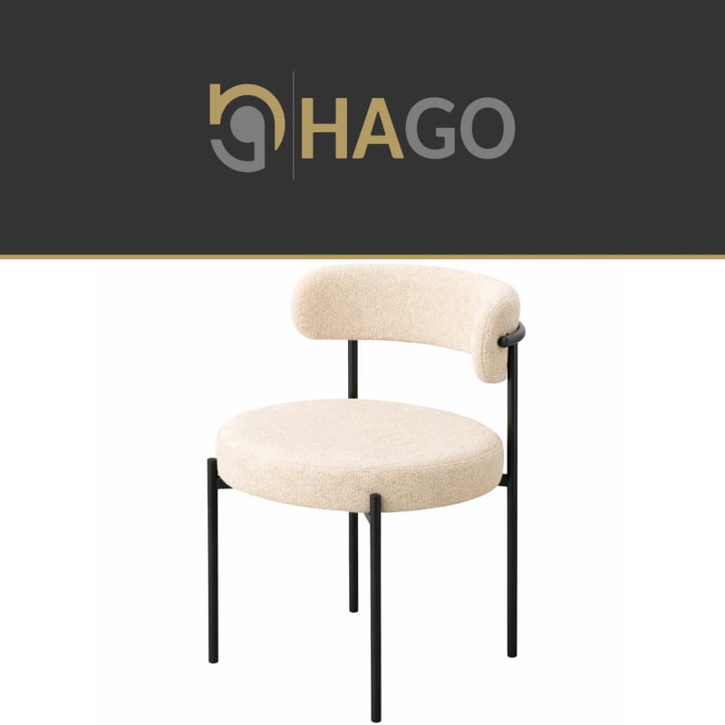 HAGO24 Esszimmerstühle 2er Set Cappuccino Teddystoff Bezug Polsterstuhl Sitzhöhe 49cm rund schwarze Metallfüße Braun gemütlich edles Design bis 120kg – Bild 7