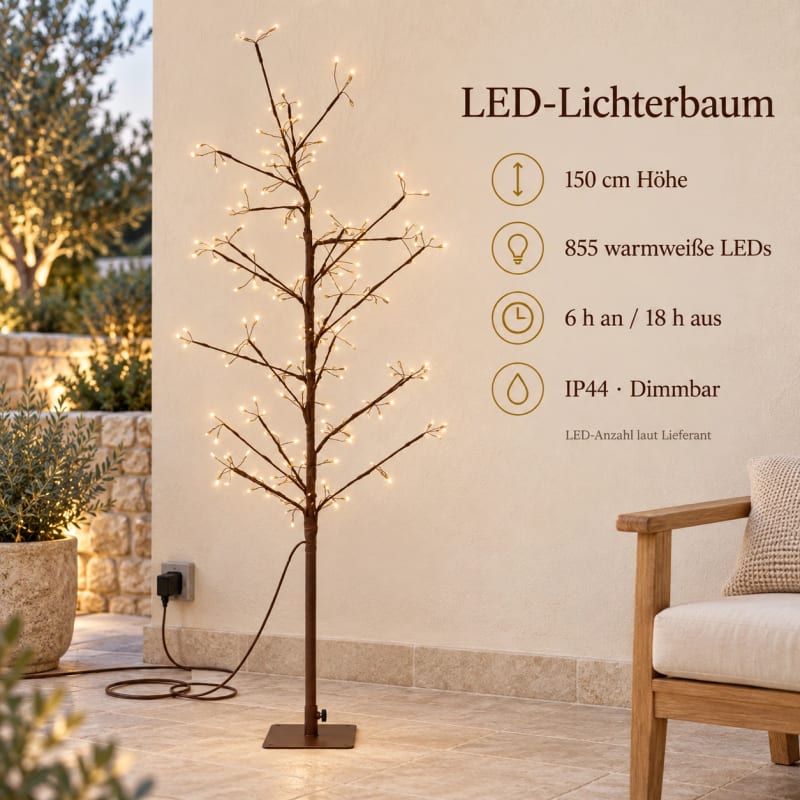 HAGO® LED Lichterbaum 150 cm 360 LEDs warmweiß Leuchtbaum Weihnachtsbaum mit Timer IP44 für deine Weihnachtsdeko – Bild 4