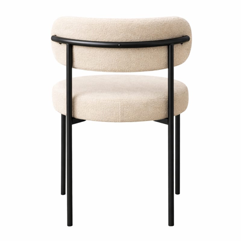 HAGO24 Esszimmerstühle 2er Set Cappuccino Teddystoff Bezug Polsterstuhl Sitzhöhe 49cm rund schwarze Metallfüße Braun gemütlich edles Design bis 120kg – Bild 6