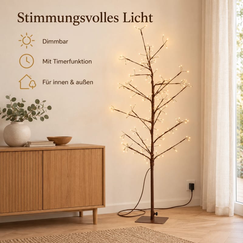 HAGO® LED Lichterbaum 150 cm 360 LEDs warmweiß Leuchtbaum Weihnachtsbaum mit Timer IP44 für deine Weihnachtsdeko – Bild 3