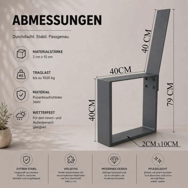 HAGO24 Bankgestell Bankkufen Anthrazit hochwertige Bank Füße Stahl Bankbeine Sitzbank Rückenlehne DIY Metallgestell Bank & Gartenbank – Bild 4