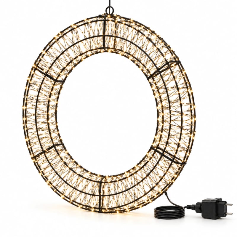 HAGO24 LED Lichterkranz 58cm Leuchtring Weihnachtsbeleuchtung Fensterdeko Winterdeko 4 Dimmstufen 8 Leuchtmodi 6-Stunden-Timer – Bild 2