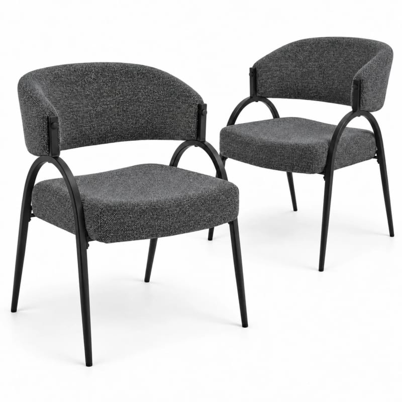 HAGO24 2er Set Esszimmerstühle Küchenstuhl Polyester Polsterstuhl Essstühle Designerstühle Bouclé-Webstoff – Bild 2