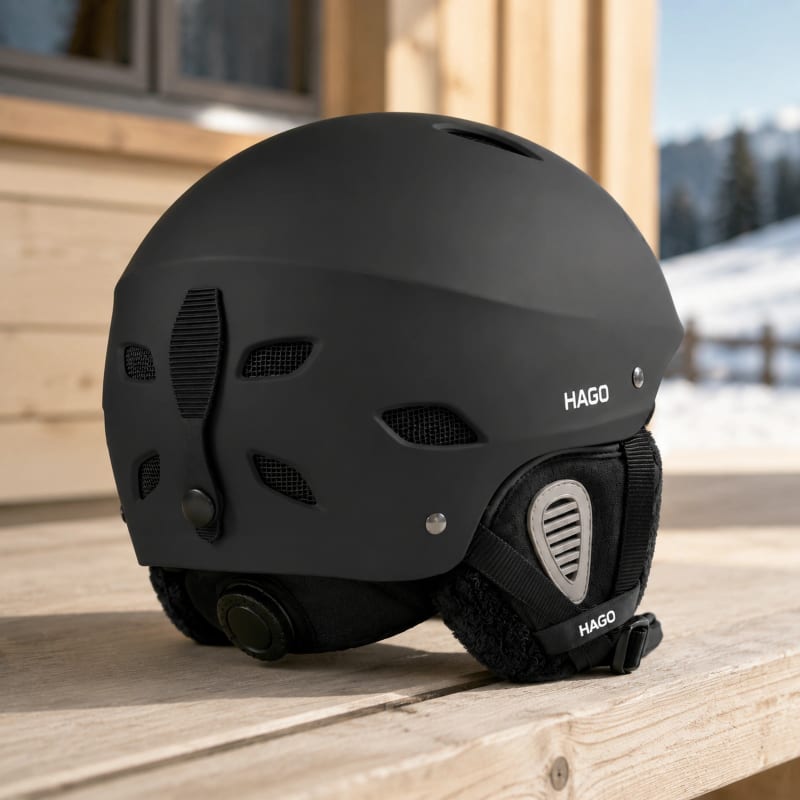 HAGO24 Skihelm Schwarz ABS-Kunststoff EPS-Schaumstoff Snowboardhelm Snowboardhelm Unisex größenverstellbar 14 Belüftungsöffnungen Skibrillenhalter – Größe L – Bild 5