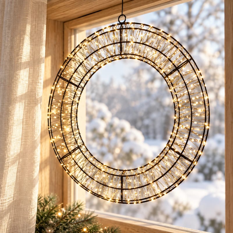 HAGO24 LED Lichterkranz 38cm Leuchtring Weihnachtsbeleuchtung Fensterdeko Winterdeko 4 Dimmstufen 8 Leuchtmodi 6-Stunden-Timer