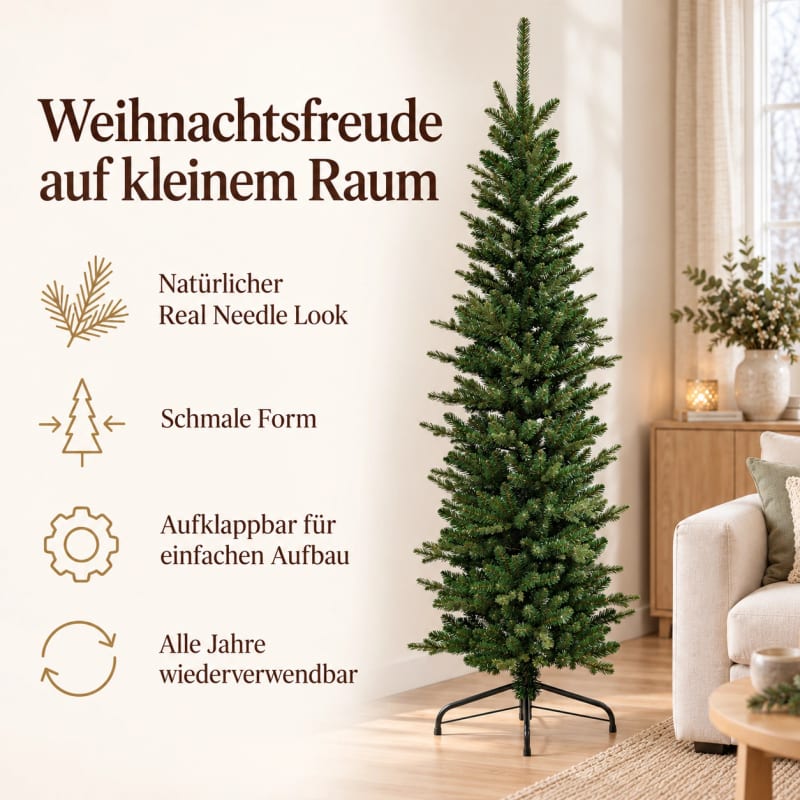HAGO24 Künstlicher Weihnachtsbaum Grün Kunststoff Kunstbaum Tannenbaum Christbaum Real Needle Look aufklappbar mit Standfuß – Bild 3