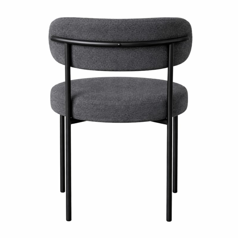 HAGO24 Esszimmerstühle 2er Set Schiefergrau Teddystoff Bezug Polsterstuhl Sitzhöhe 49cm rund schwarze Metallfüße Grau gemütlich edles Design bis 120kg – Bild 6