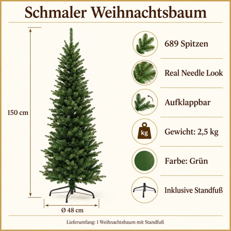 HAGO24 Künstlicher Weihnachtsbaum Grün Kunststoff Kunstbaum Tannenbaum Christbaum Real Needle Look aufklappbar mit Standfuß – Bild 4
