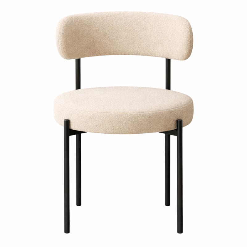 HAGO24 Esszimmerstühle 2er Set Cappuccino Teddystoff Bezug Polsterstuhl Sitzhöhe 49cm rund schwarze Metallfüße Braun gemütlich edles Design bis 120kg – Bild 5
