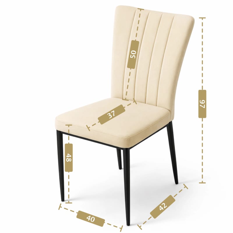 HAGO24 Esszimmerstühle 4er Set Creme Samtbezug Polsterstuhl Metallbeine – Bild 3