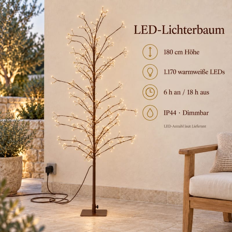 HAGO® LED Lichterbaum 180 cm 480 LEDs warmweiß Leuchtbaum Weihnachtsbaum mit Timer IP44 für deine Weihnachtsdeko – Bild 4