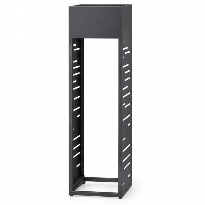 HAGO24 Feuerholzregal Anthrazit verzinkter Stahl Kaminholzregal Brennholzregal Holzlager Säulenform integrierter Pflanzkasten modular erweiterbar – Bild 2